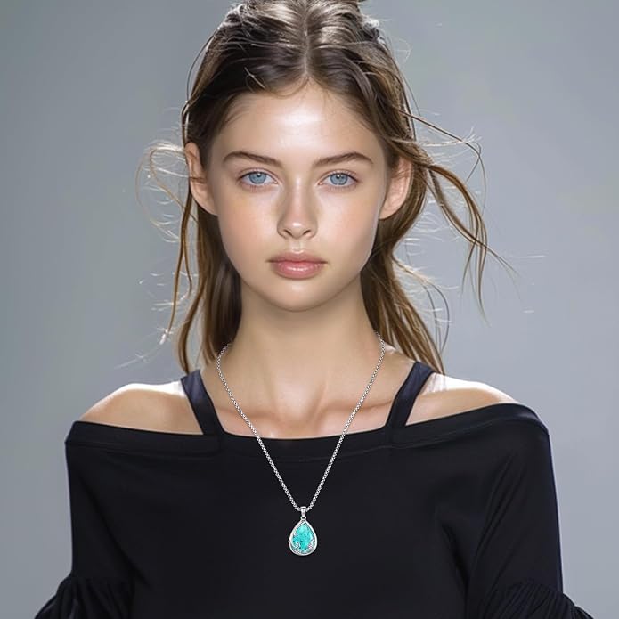 Turquoise Jewelry for Women Men 925 Sterling Silver Pendant Urn Necklaces for Ashes Picture Locket Necklace Thor Hammer Yggdrasil Virgen De Guadalupe St Michael Christopher Judas Witches Knot Necklace
