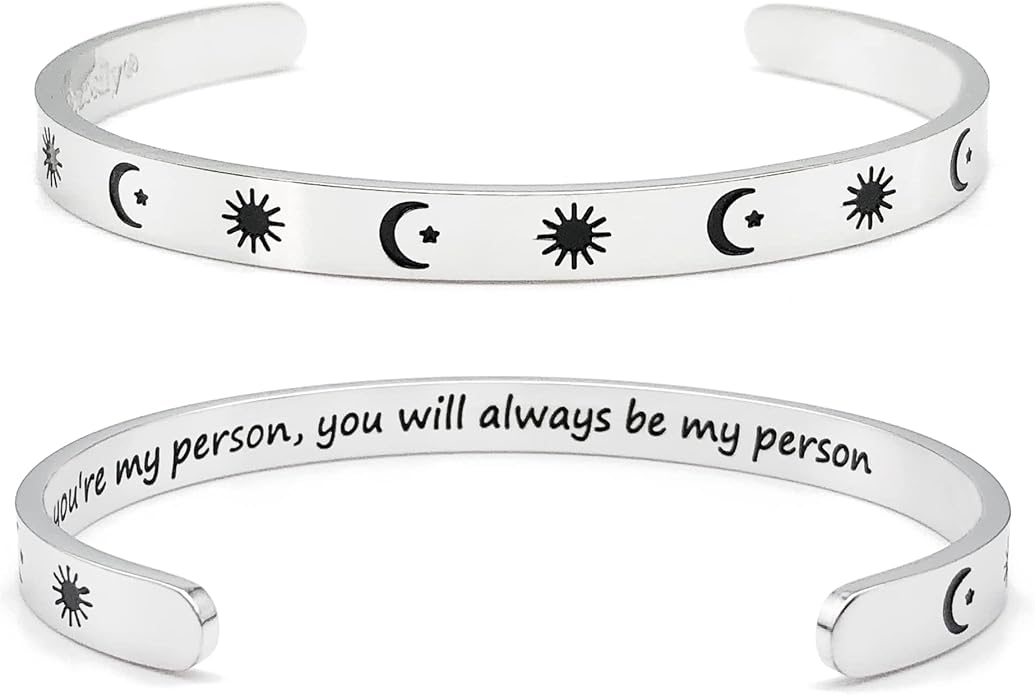 Dczosily Inspirational Bracelets for Women Stainless Steel Cuff Bracelet Engraved Jewelry Motivational Bangles Personalized Gifts for Best Friend/Mom