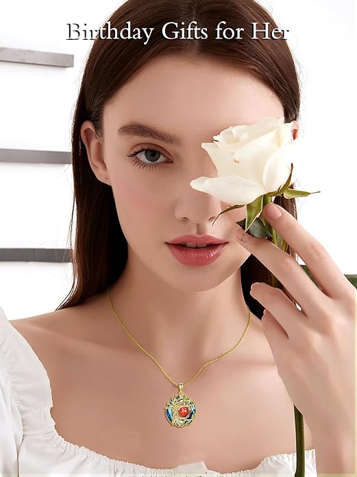 TOUPOP Tree of Life Birthstone Necklace Sterling Silver Pendant Birthstone Necklaces with Blue Crystal Anniversary Birthday Jewelry for Women Mom Wife Her