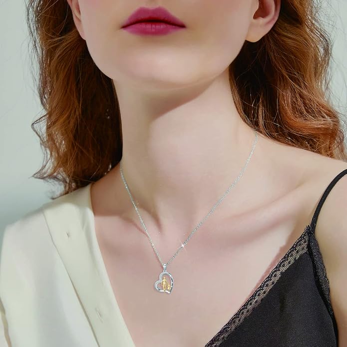 PROESS S925 Sterling Silver Daughter Heart Pendant Necklace from Dad Mom I Love You Forever Jewelry