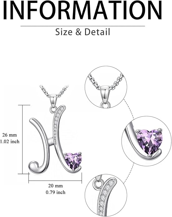 Birthday Gifts for Women Alphabet A to Z Initial Birthstone Pendant Necklaces for Women - 18k White Gold Plated Personalized Name Jewelry Anniversary Graduation Gifts for Wife Her Daughter Girlfriend(with Gift Box)