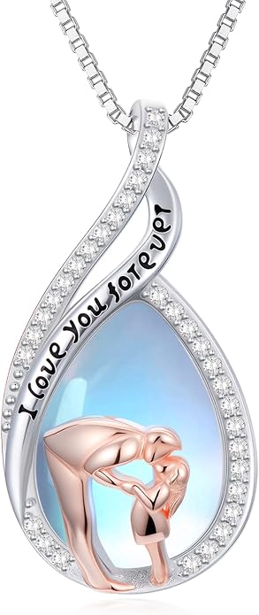 PROESS S925 Sterling Silver Daughter Heart Pendant Necklace from Dad Mom I Love You Forever Jewelry