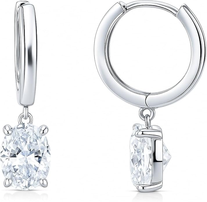 BERRICLE Sterling Silver Solitaire Mini Helix Cartilage Hoop Huggie Earrings for Women, 1.4-2.4 Carat Cubic Zirconia CZ 0.5 inch