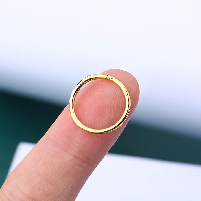 COCHARM 14K Solid Gold 18g/16g Nose Rings 16G Septum Rings Yellow Gold Tragus Helix Cartilage Conch Earring Hoops 18 Gauge Piercing Hoop