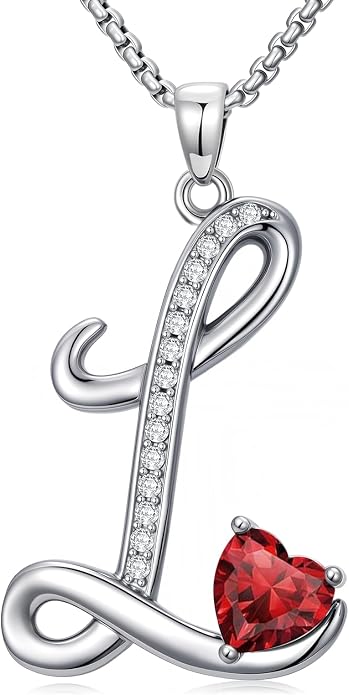 Birthday Gifts for Women Alphabet A to Z Initial Birthstone Pendant Necklaces for Women - 18k White Gold Plated Personalized Name Jewelry Anniversary Graduation Gifts for Wife Her Daughter Girlfriend(with Gift Box)