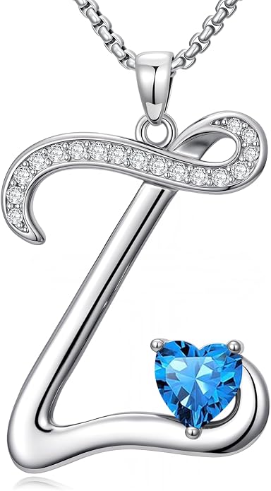 Birthday Gifts for Women Alphabet A to Z Initial Birthstone Pendant Necklaces for Women - 18k White Gold Plated Personalized Name Jewelry Anniversary Graduation Gifts for Wife Her Daughter Girlfriend(with Gift Box)