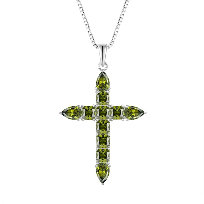 STARCHENIE 925 Sterling Silver Cross Necklace for Women Birthstone Jewelry | 925 Sterling Silver Crucifix Pendant, Birthstone Jewelry, Christian Religious Gift for Her