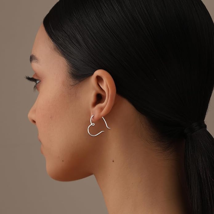LeCalla 925 Sterling Silver Threader Earrings for Women | Handmade Wire Boho Hoops & Drop Earrings in Spiral, Heart, Bar Designs | Lightweight Pull Through Earring Jewelry Gift for Birthday, Anniversary