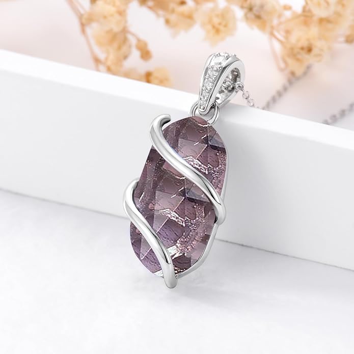 HPQQ Necklace for Women 925 Sterling Silver Dainty Gemstone Pendant Fine Jewelry Birthday Mothers Day Gifts for Mom Wife Her