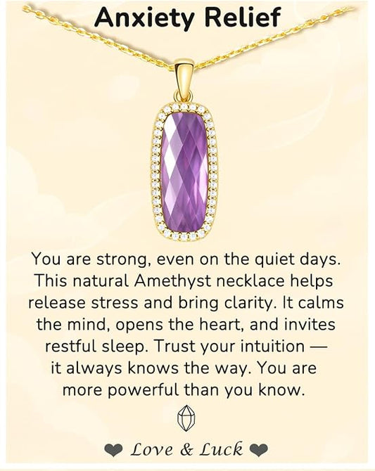 Natural Gemstone New Beginnings Birthday Graduation Gifts 925 Silver Jewelry Plated with 18K Gold Protection Necklace for Women