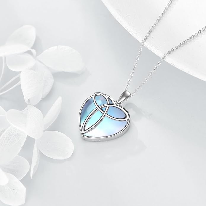 YAFEINI 925 Sterling Silver Moonstone Necklace Filigree Teardrop Pendant Necklace Jewelry for Women Girls