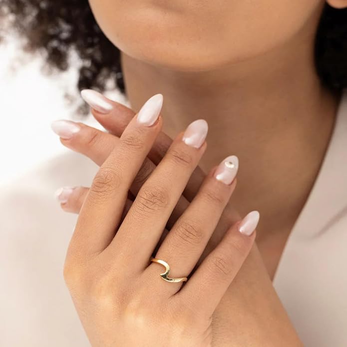 14K Gold Vermeil Ring for Women, Minimalist Stackable Band, 925 Sterling Silver Statement & Everyday Jewelry, Gifts for Women