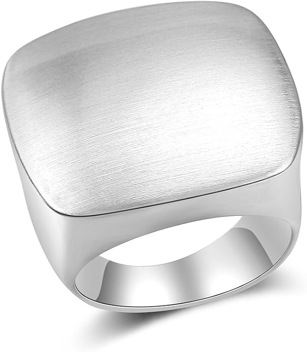 Mytys Statement Chunky Ring Square Gold Plated, Minimalist Modern Geometric Dome Fashion Rings for Women, Trendy Oversized Band Ring Jewelry Gift