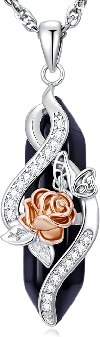 Crystal Necklace 925 Sterling Silver Rose/Sunflower Necklace for Women Jewelry Gifts for Women