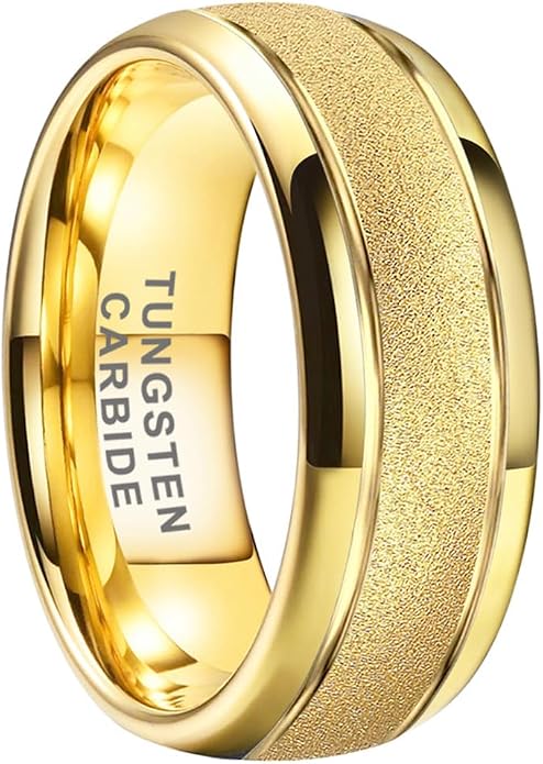 TUTISS 6mm 8mm Black/Gold/Rose Gold/White Tungsten Rings for Men Women Fashion Engagement Wedding Bands Sandblasted Finish I Love You Engraved Comfort Fit