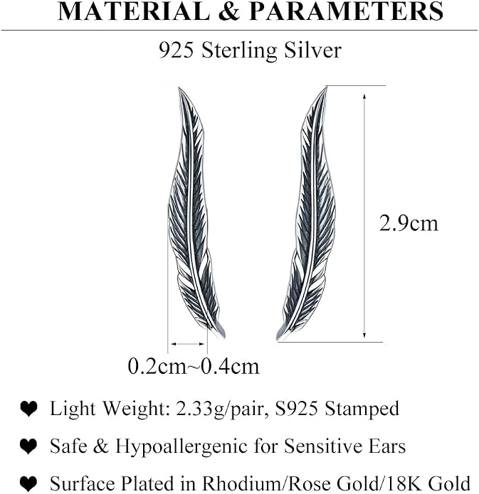 SLUYNZ 925 Sterling Silver Feather Crawler Earrings for Women Climber Earrings Cuff Earrings Wrap