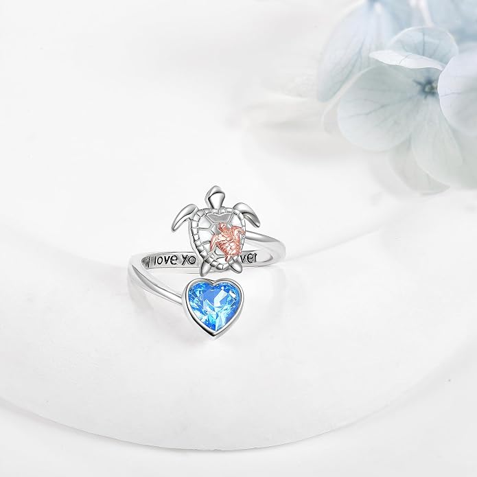 VONALA Turtle Dolphin Elephant Fidget Rings for Anxiety for Women 925 Sterling Silver Elephant Rotatable Mood Rings