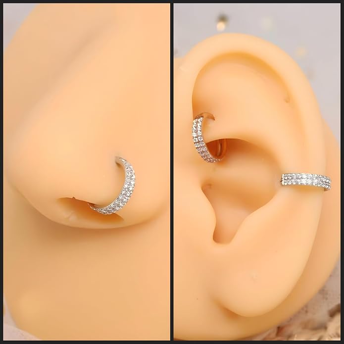 316L Surgical Steel Septum Clicker Ring Nose Ring Hoop Sleeper Hoop Earring Helix Rook Conch Cartilage Daith Tragus Earrings Lobe Nose Piercing Jewelry for Women