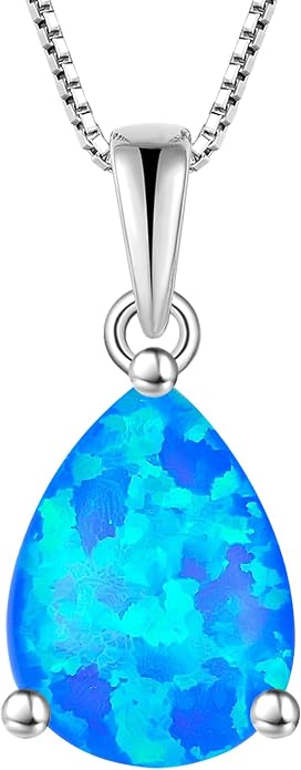 YL Teardrop Necklace 925 Sterling Silver Solitaire Pendant 9x12 MM Pear Cut Multicolored Birthstone Jewelry for Women