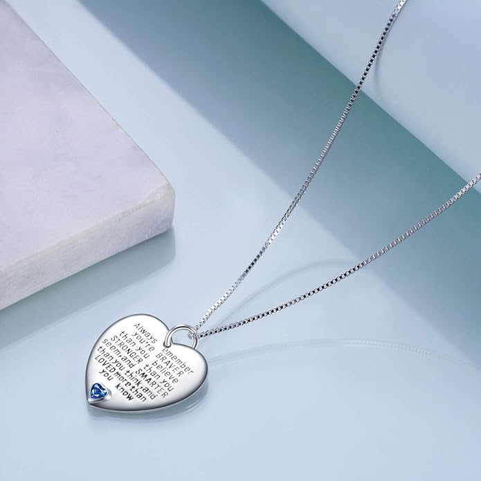 YFN Sterling Silver Always Remember You are Braver Than You Believe Jewelry Pendant Necklace Inspirational Gifts