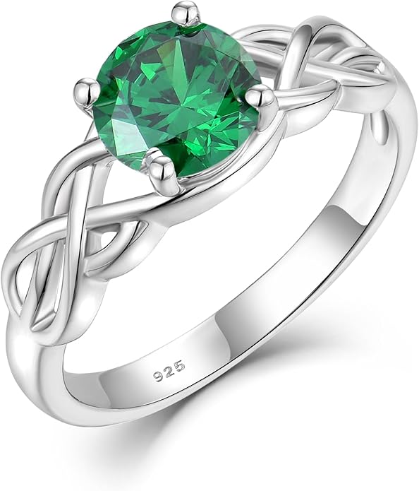 STARCHENIE Celtic Knot Promise Ring for Women 925 Sterling Silver Engagement Wedding Band with Birthstone (Size 5-10)