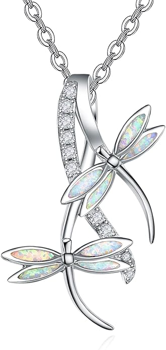 PRAYMOS Dragonfly Gifts 925 Sterling Silver Dragonfly Necklace for Women Dreamy Dragon fly Pendant Dragonflies Jewelry Birthday Gift 18+2" Adjustable Chain