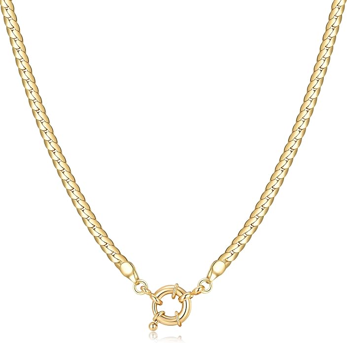 Natural Freshwater Baroque Pearl Necklace 14K Gold Plated Dainty Choker Necklace for Women Girls Snake Chain/Cuban Link/Paperclip/Ball Beaded Chain/Tennis Chain Fashion Jewelry for Gift