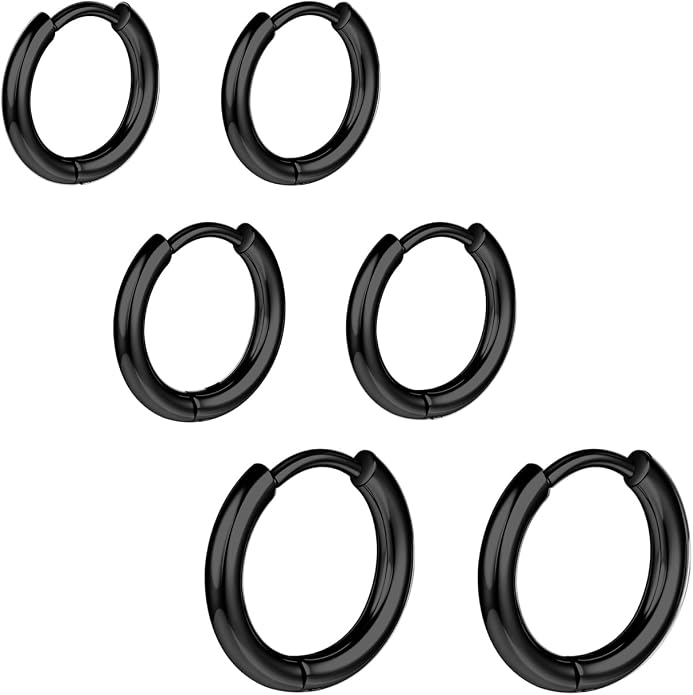 AOEDEJ G23 Titanium Black/Steel Gray/Gold Hoop Earrings 18G Small Huggie Hoop Earrings 8mm/10mm/12mm Cartilage for Sensitive Ears for Multiple Piercing Cartilage Hoop Earring Stack Jewelry
