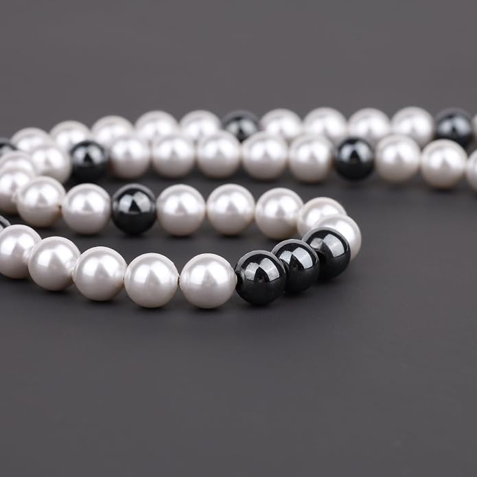 GAVU Men's Pearl Necklace, Pearl Jewelry Crystal Beaded Necklace for Men 20"/22"/24"/26"
