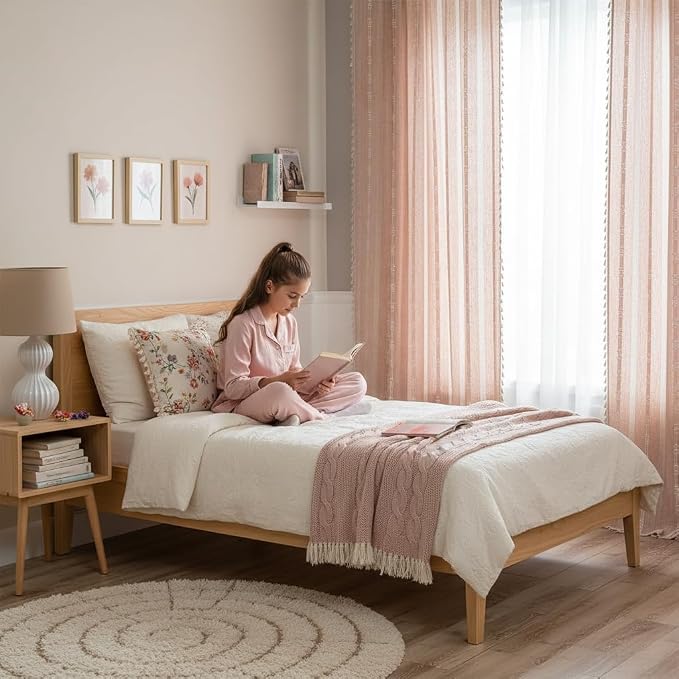 ColorBird Pink Boho Curtains for Girls Bedroom Decor Farmhouse Striped 84 Inches Length 2 Panels Set Window Curtains & Drapes for Nursery