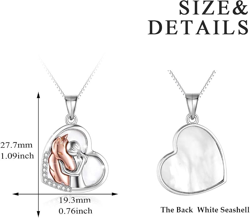 YFN Horse Pendant Necklace Jewelry 925 Sterling Silver Women Embrace Horse Gift For Women