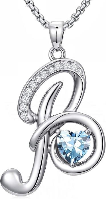 Birthday Gifts for Women Alphabet A to Z Initial Birthstone Pendant Necklaces for Women - 18k White Gold Plated Personalized Name Jewelry Anniversary Graduation Gifts for Wife Her Daughter Girlfriend(with Gift Box)