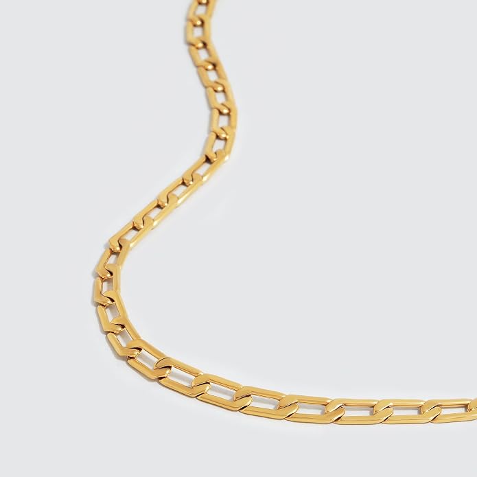 Dremmy Studios Dainty Gold Choker Necklace for Women 14K Gold Plated Coin Disc Figaro Layered Beaded Flat Mariner Sideways Cross Wishbone Link Clavicle Necklaces