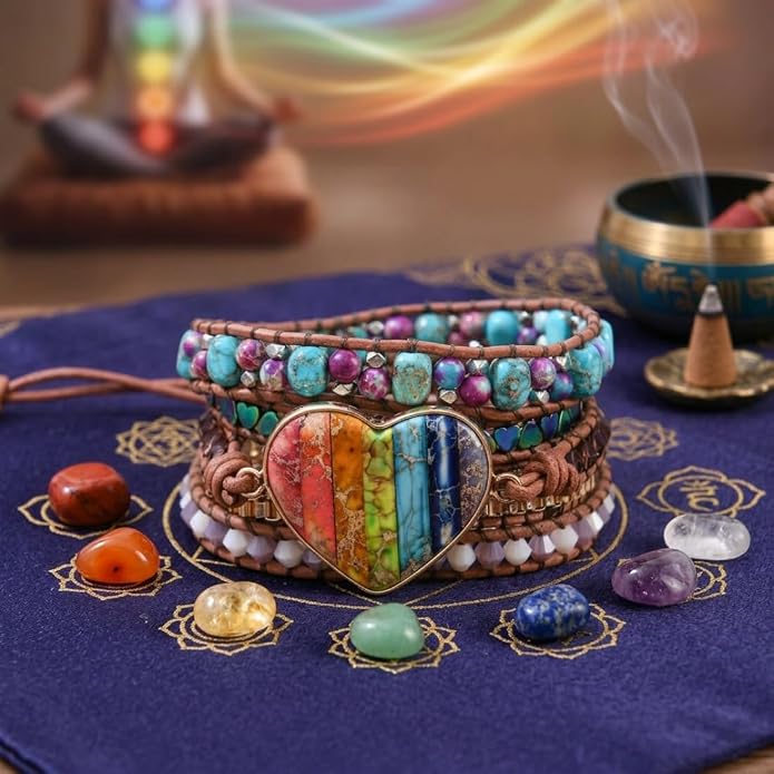 YGLINE Natural Stone Bracelet 3 Wraps Bracelet Handmade Boho Bracelet for Women Bracelet