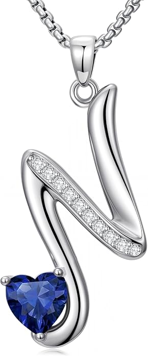 Birthday Gifts for Women Alphabet A to Z Initial Birthstone Pendant Necklaces for Women - 18k White Gold Plated Personalized Name Jewelry Anniversary Graduation Gifts for Wife Her Daughter Girlfriend(with Gift Box)