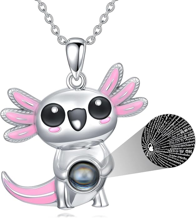 Dorunmo Axolotl Necklace 925 Sterling Silver Axolotl Birthstone Pendant Cute Animal Axolotl Jewelry Gifts for Women