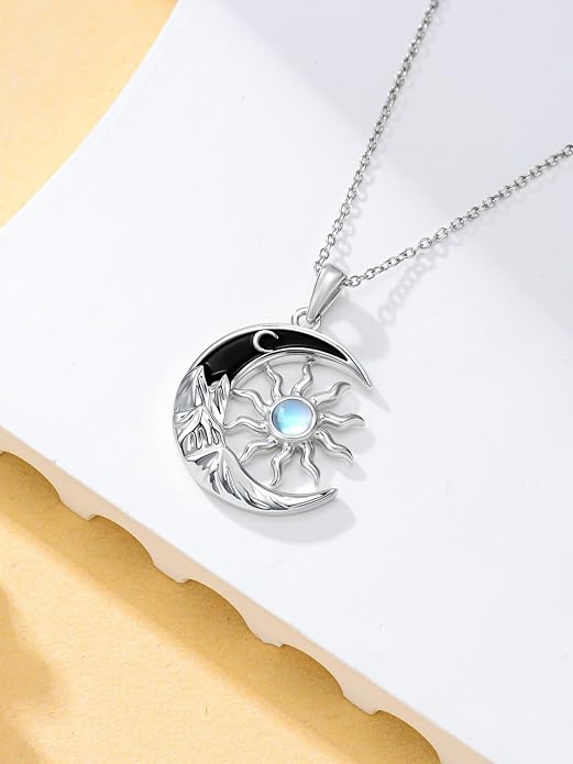 Tree of Life/Cat/Horse/Turtle/Sun/Cow Pendant Crescent Moon Necklace Anniversary Graduation Birthday for Grandma Women Wife Daughter(with Gift Box)