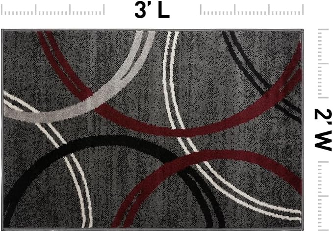 Rugshop Wavy Circles Modern Non-Shedding Accent Area Rug Red 2' x 3'