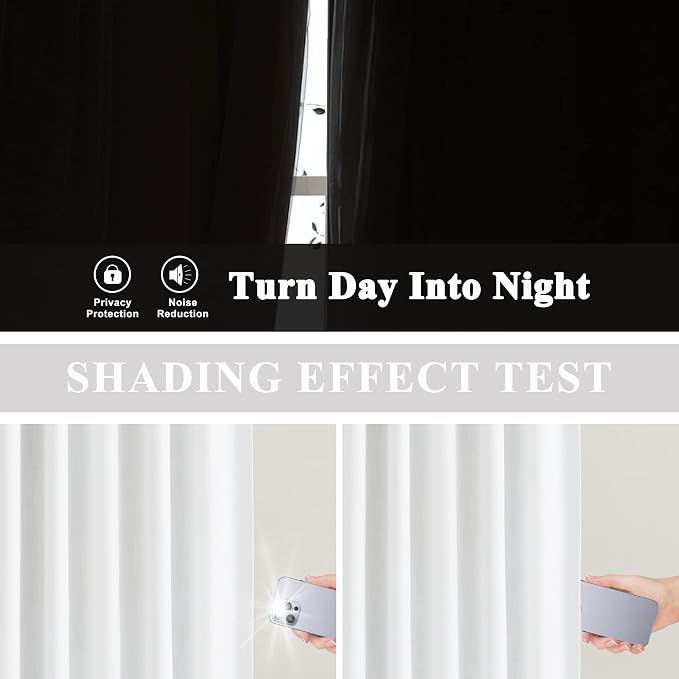 Vision Home White Pinch Pleated Full Blackout Curtains 60 inch Wide Thermal Insulated Window Curtains for Living Room Bedroom Room Darkening Pinch Pleat Drapes with Hooks Back Tab 1 Panel 60" Wx72 L