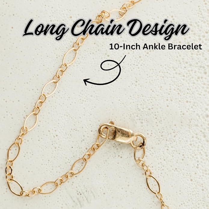 14K Gold Filled Anklet for Women – Figaro & Cable Chain Gold Ankle Bracelet, Waterproof Non Tarnish Dainty Adjustable Anklets for Women, Hypoallergenic Summer Beach Foot Jewelry, Mothers Day Birthday Gift for Women