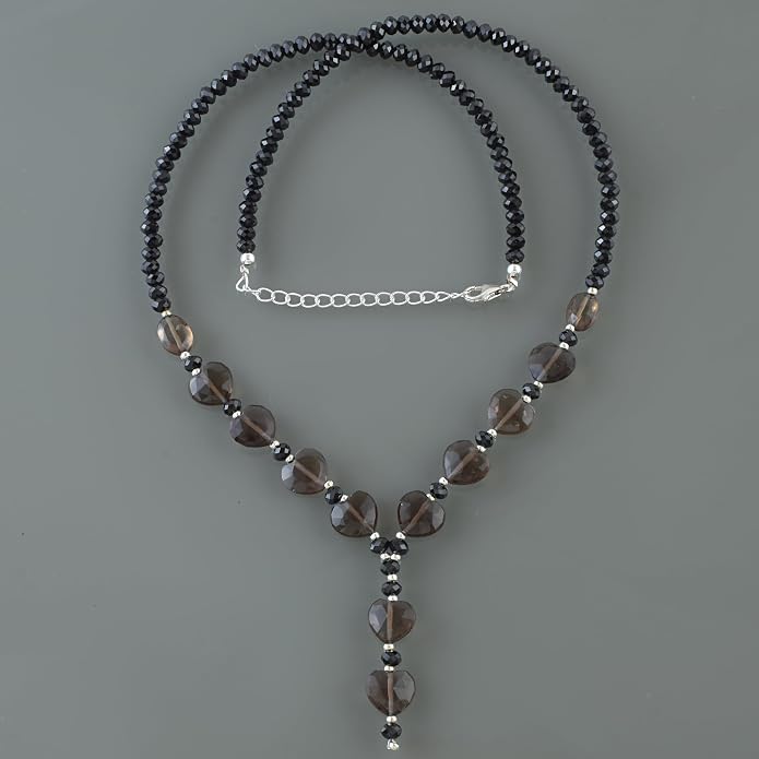 925 Sterling Silver Handmade Gemstone Necklace with Natural Heart-Shaped Beads – Dainty Jewelry for Women