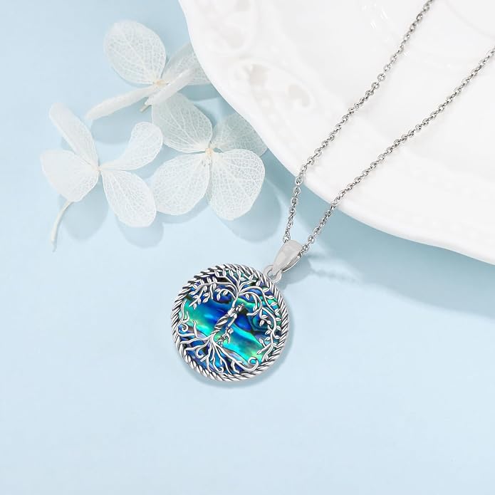 Odinstone Tree of Life Necklace, Sterling Silver Pendant for Women Family Tree Necklaces Jewelry for Mom/Wife/Grandma(With Fine Gift Box)