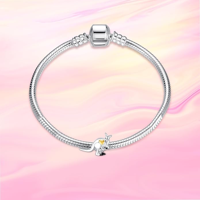 NINGAN 925 Sterling Silver Charm Golden Love Charm Buckle Safety Chain Travel Bead Firefly Dragonfly Pendant, Suitable for Women Bracelet and Necklace as Gift from Mom and Friends