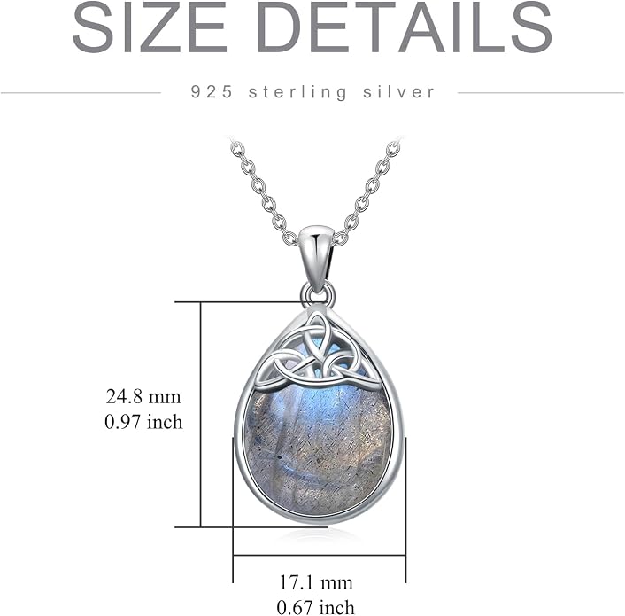 PELOVNY Celtic Knot Necklaces for Women 925 Sterling Silver Gemstone/Birthstone Teardrop Infinity Necklace Irish Celtic Pendant Jewelry Gifts for Mom Daughter Wife