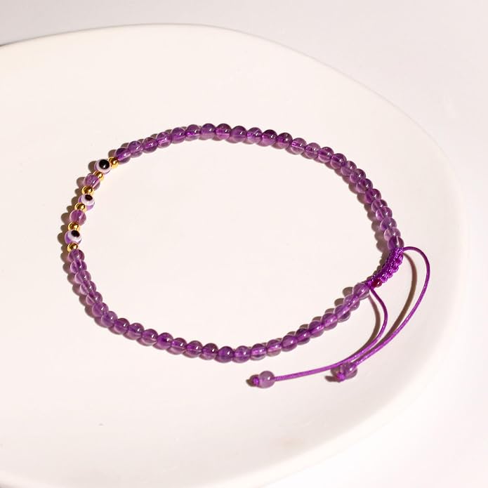 Evil Eye Ankle Bracelets for Women Beads Anklets Beach Accessiory Gemstone Healing Crystal Adjustable