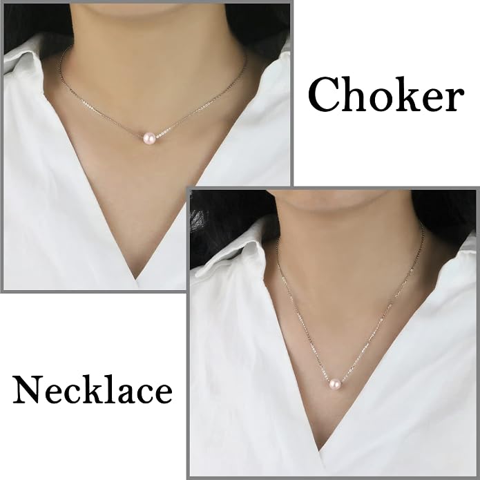 Sereney Sterling Silver Birthday Gifts for Girls Women, Pearl Necklace as 7 9 10 11 13 15 16 18 21 30 40 50 60 Year Old Birthday Gifts, Single Pearl Necklace as Bday Gifts for Friends