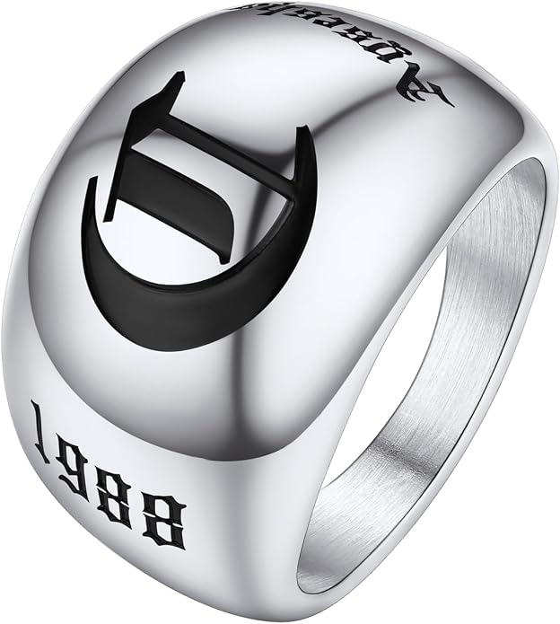 GOLDCHIC JEWELRY Chunky Dome Ring for Women, Stainless Steel Bold Stacking Croissant Statement Ring For Men (Size 7-12, Custom)
