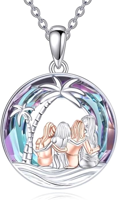 Sisters Necklace Sterling Silver Always My Sister Forever My Friend Jewelry Tree of Life Palm Trees Necklace for Women Female Friendship Jewelry