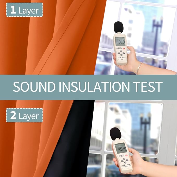 BGment Thermal Insulated 100% Blackout Curtains 63 Inch Length 2 Panels, Total Light Blocking Curtains for Bedroom, Grommet Window Drapes with Thick Black Liner, 42 Inch Wide Each Panel, Burnt Orange