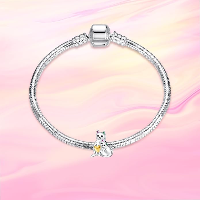 NINGAN 925 Sterling Silver Charm Golden Love Charm Buckle Safety Chain Travel Bead Firefly Dragonfly Pendant, Suitable for Women Bracelet and Necklace as Gift from Mom and Friends